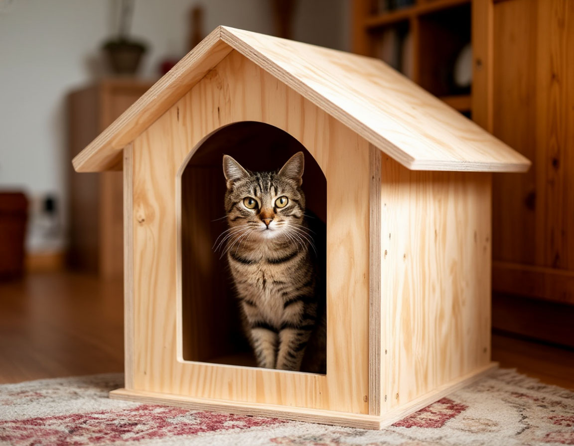 Как сделать домик для кошки из фанеры своими руками